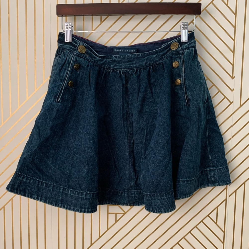 Ralph Lauren Denim A line Fit & Flare Y2K coastal cowgirl Skirt Sailor Nautical